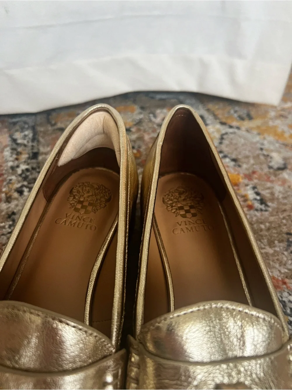Vince Camuto Metallic Gold Tassel Loafers - Women's